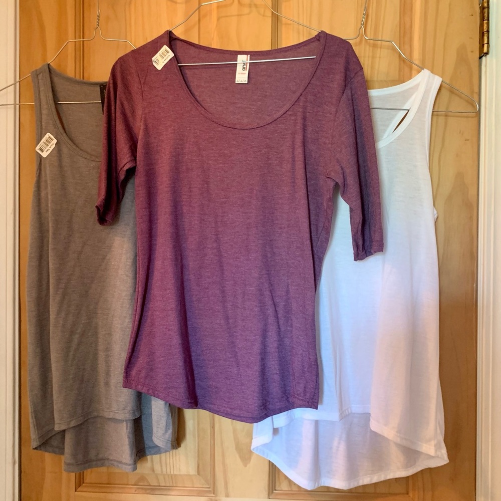 Women's Purple, Gray, and White Tops